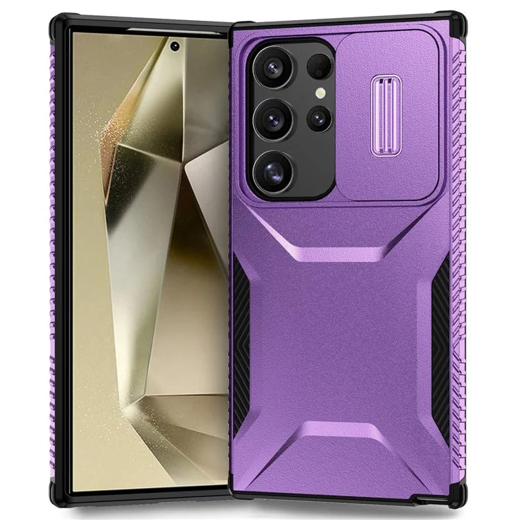 For Samsung Galaxy S24 Ultra Case with Slide Camera Guard PC+TPU Anti-Slip Phone Cover