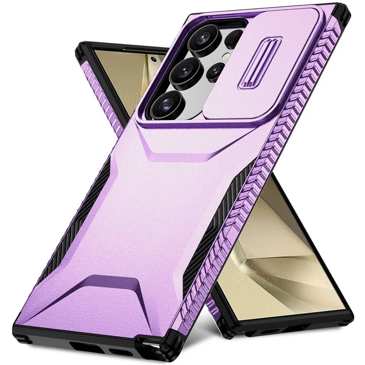 For Samsung Galaxy S24 Ultra Case with Slide Camera Guard PC+TPU Anti-Slip Phone Cover