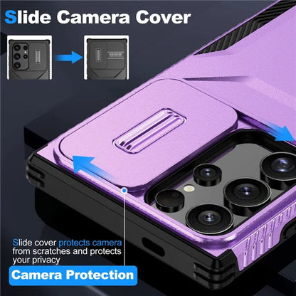 For Samsung Galaxy S24 Ultra Case with Slide Camera Guard PC+TPU Anti-Slip Phone Cover