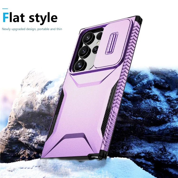 For Samsung Galaxy S24 Ultra Case with Slide Camera Guard PC+TPU Anti-Slip Phone Cover