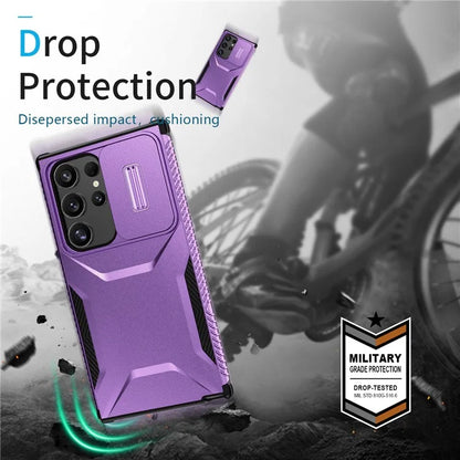 For Samsung Galaxy S24 Ultra Case with Slide Camera Guard PC+TPU Anti-Slip Phone Cover