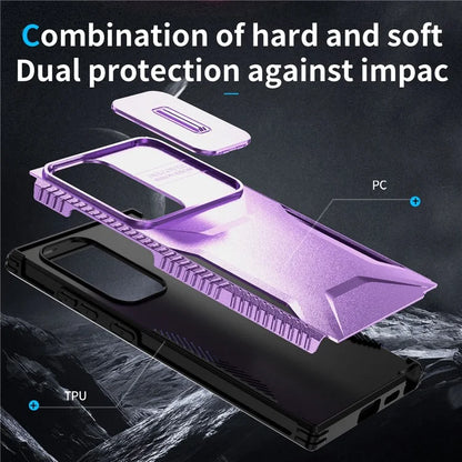 For Samsung Galaxy S24 Ultra Case with Slide Camera Guard PC+TPU Anti-Slip Phone Cover