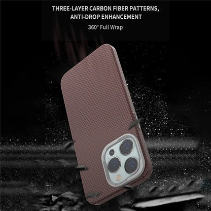 For iPhone 15 Pro Max Case Compatible with MagSafe Hard PC Phone Cover Carbon Fiber Pattern