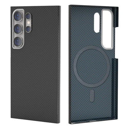 For Samsung Galaxy S24 Ultra Case Compatible with MagSafe Carbon Fiber Pattern Hard PC Phone Cover