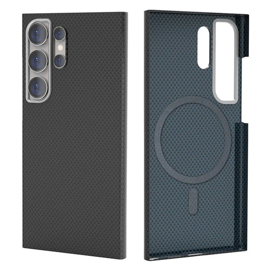 For Samsung Galaxy S24 Ultra Case Compatible with MagSafe Carbon Fiber Pattern Hard PC Phone Cover