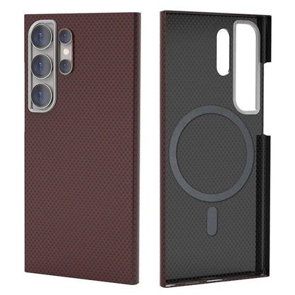 For Samsung Galaxy S24 Ultra Case Compatible with MagSafe Carbon Fiber Pattern Hard PC Phone Cover