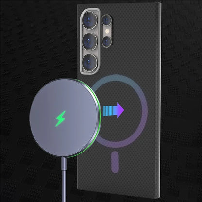 For Samsung Galaxy S24 Ultra Case Compatible with MagSafe Carbon Fiber Pattern Hard PC Phone Cover