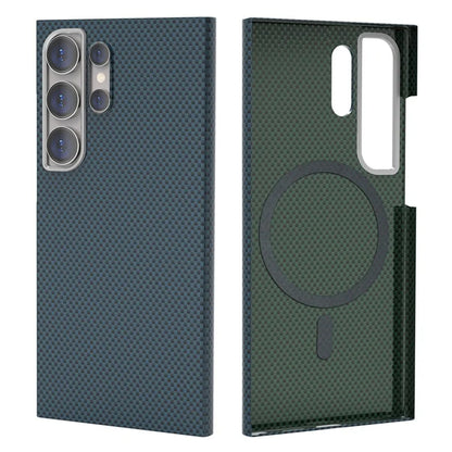 For Samsung Galaxy S24 Ultra Case Compatible with MagSafe Carbon Fiber Pattern Hard PC Phone Cover