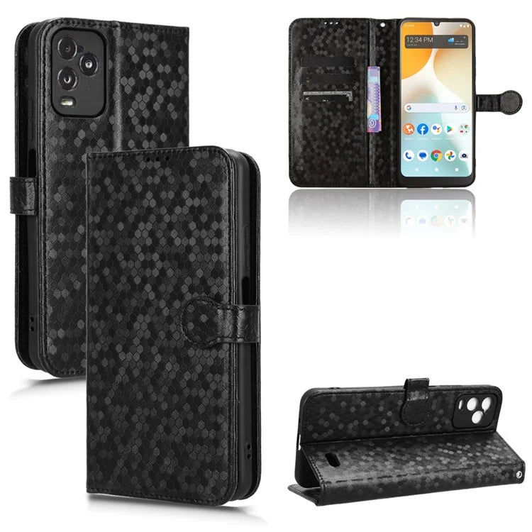 For BLU View 5 Pro Wallet Case Dot Pattern Imprint PU Leather Phone Cover