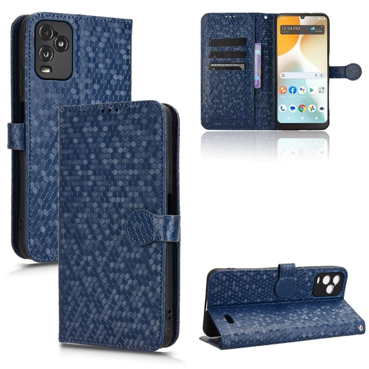 For BLU View 5 Pro Wallet Case Dot Pattern Imprint PU Leather Phone Cover