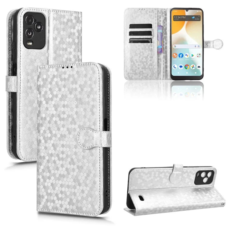For BLU View 5 Pro Wallet Case Dot Pattern Imprint PU Leather Phone Cover