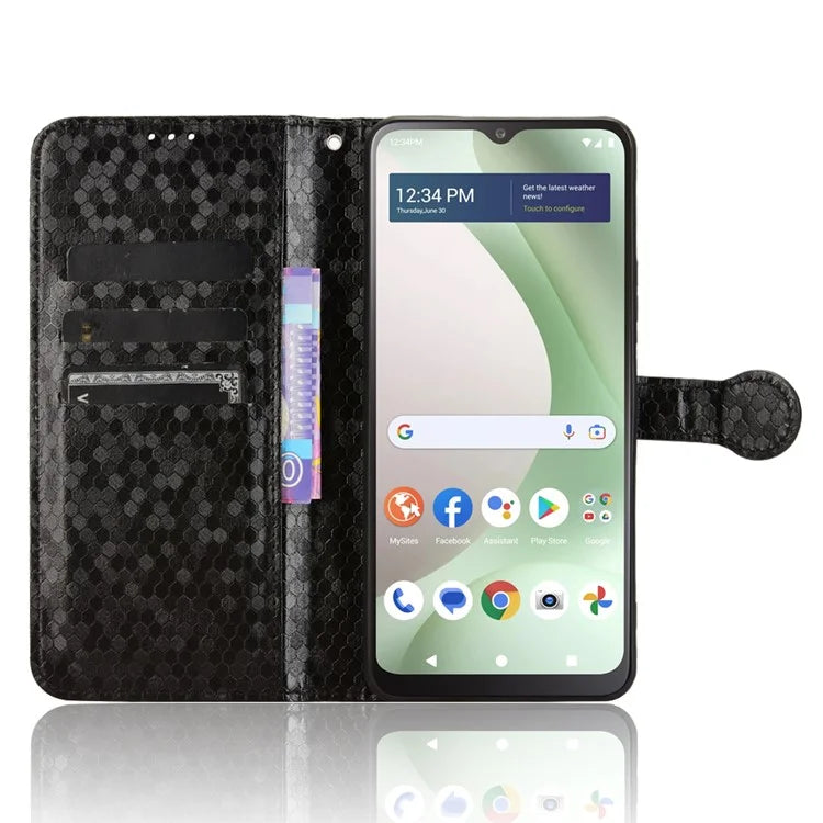 For BLU View 5 Phone Case Dot Pattern Imprint PU Leather Flip Wallet Cover