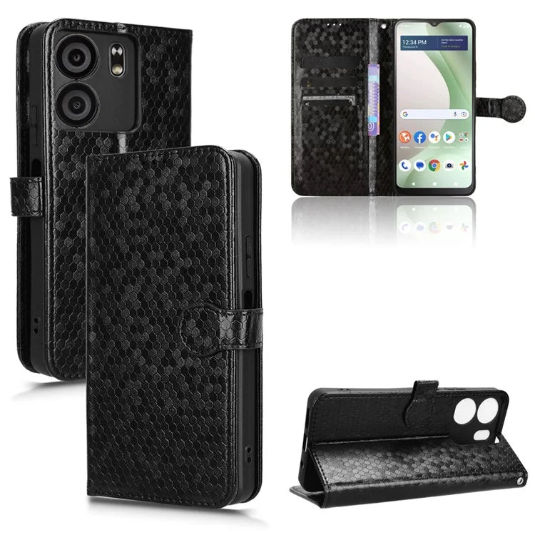 For BLU View 5 Phone Case Dot Pattern Imprint PU Leather Flip Wallet Cover