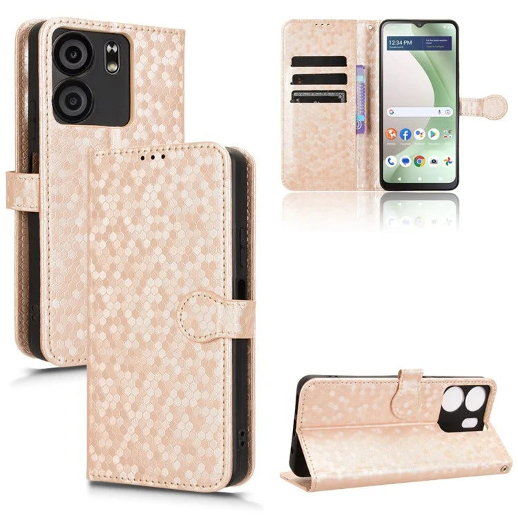 For BLU View 5 Phone Case Dot Pattern Imprint PU Leather Flip Wallet Cover