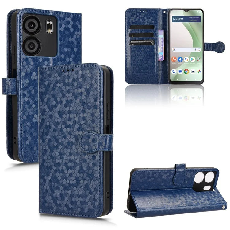 For BLU View 5 Phone Case Dot Pattern Imprint PU Leather Flip Wallet Cover