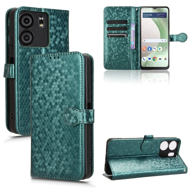 For BLU View 5 Phone Case Dot Pattern Imprint PU Leather Flip Wallet Cover