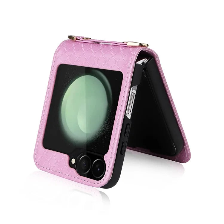 For Samsung Galaxy Z Flip6 5G Case Rhombus Pattern PU Leather+PC Phone Cover