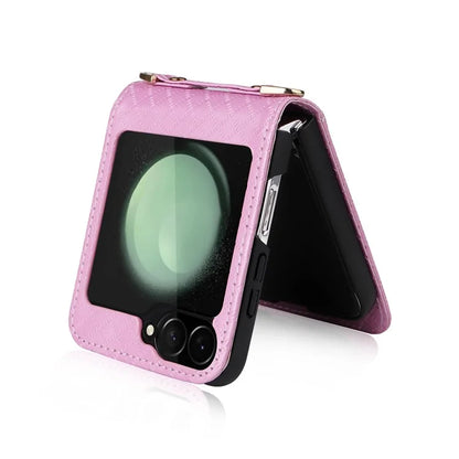 For Samsung Galaxy Z Flip6 5G Case Rhombus Pattern PU Leather+PC Phone Cover