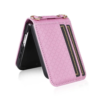 For Samsung Galaxy Z Flip6 5G Case Rhombus Pattern PU Leather+PC Phone Cover