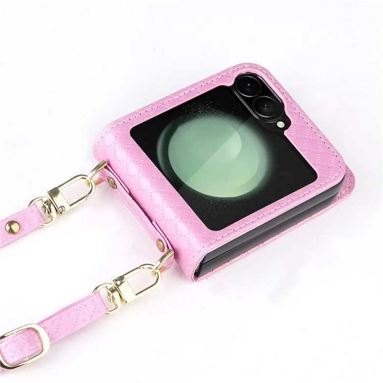 For Samsung Galaxy Z Flip6 5G Case Rhombus Pattern PU Leather+PC Phone Cover