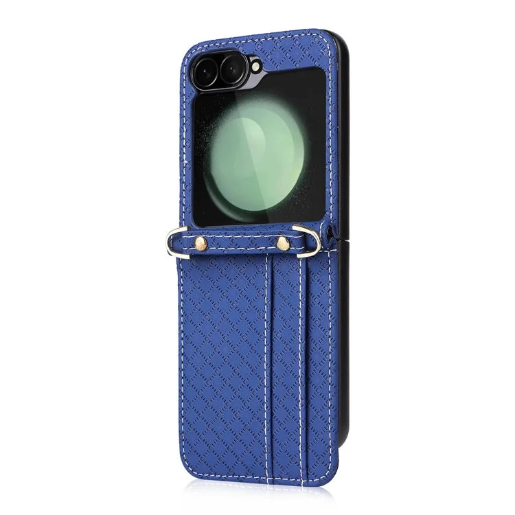 For Samsung Galaxy Z Flip6 5G Case Rhombus Pattern PU Leather+PC Phone Cover