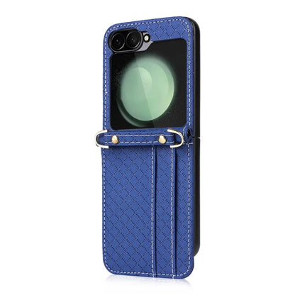 For Samsung Galaxy Z Flip6 5G Case Rhombus Pattern PU Leather+PC Phone Cover