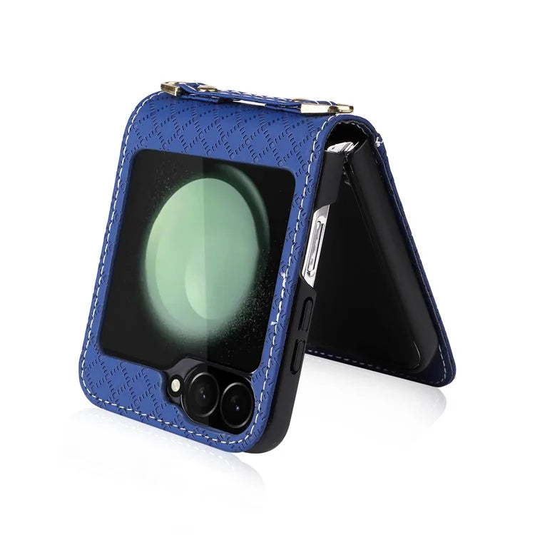 For Samsung Galaxy Z Flip6 5G Case Rhombus Pattern PU Leather+PC Phone Cover