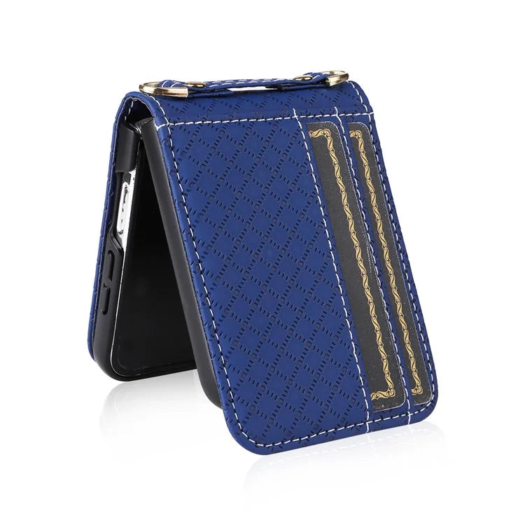 For Samsung Galaxy Z Flip6 5G Case Rhombus Pattern PU Leather+PC Phone Cover