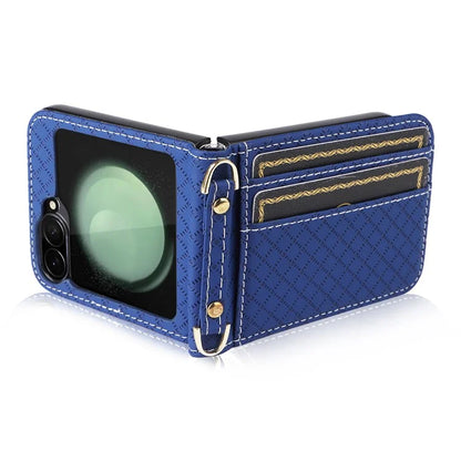 For Samsung Galaxy Z Flip6 5G Case Rhombus Pattern PU Leather+PC Phone Cover
