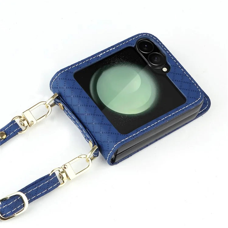 For Samsung Galaxy Z Flip6 5G Case Rhombus Pattern PU Leather+PC Phone Cover