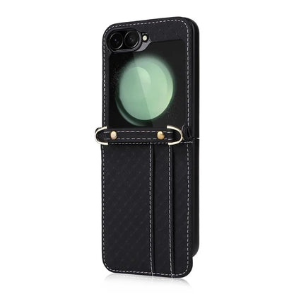 For Samsung Galaxy Z Flip6 5G Case Rhombus Pattern PU Leather+PC Phone Cover