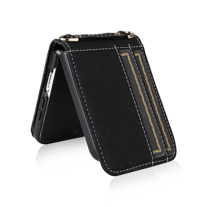 For Samsung Galaxy Z Flip6 5G Case Rhombus Pattern PU Leather+PC Phone Cover