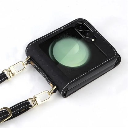 For Samsung Galaxy Z Flip6 5G Case Rhombus Pattern PU Leather+PC Phone Cover