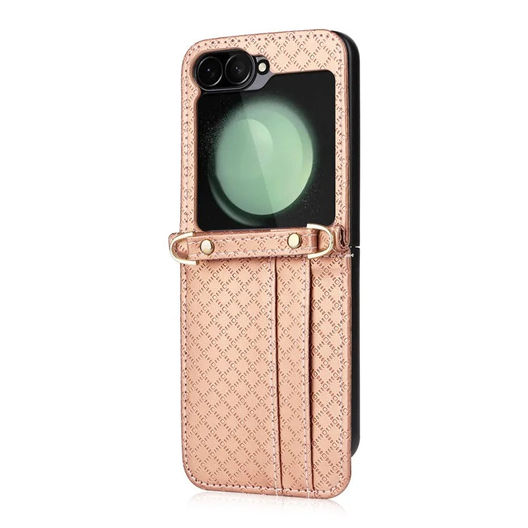 For Samsung Galaxy Z Flip6 5G Case Rhombus Pattern PU Leather+PC Phone Cover