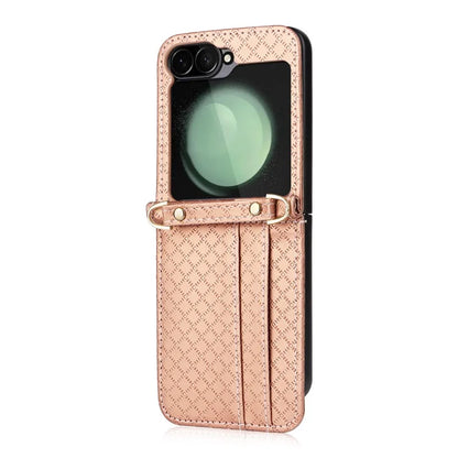 For Samsung Galaxy Z Flip6 5G Case Rhombus Pattern PU Leather+PC Phone Cover