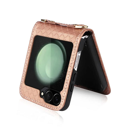 For Samsung Galaxy Z Flip6 5G Case Rhombus Pattern PU Leather+PC Phone Cover