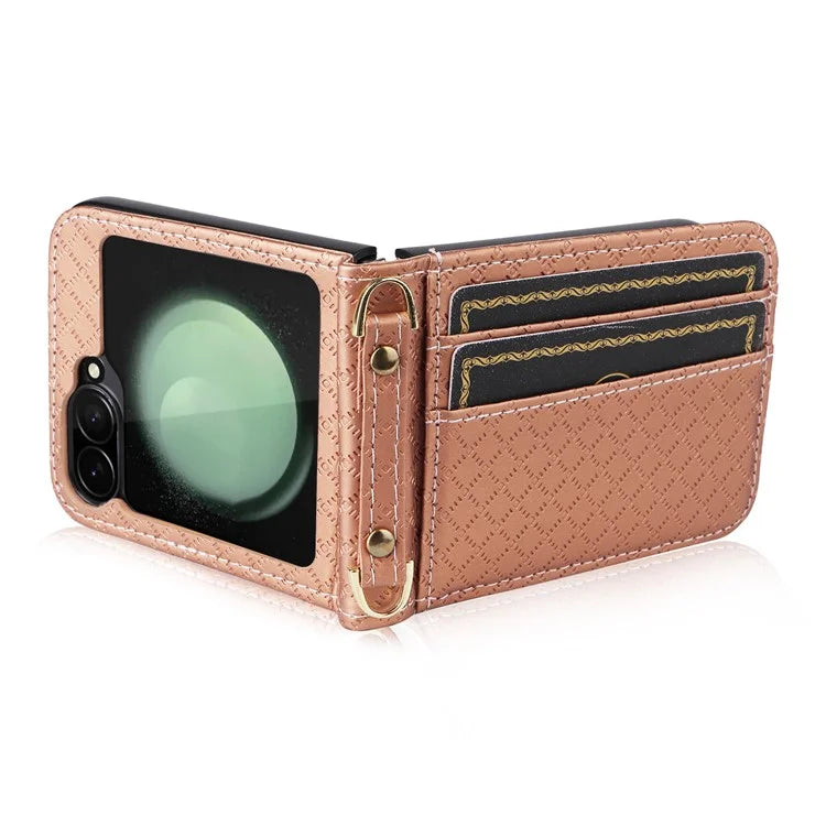 For Samsung Galaxy Z Flip6 5G Case Rhombus Pattern PU Leather+PC Phone Cover
