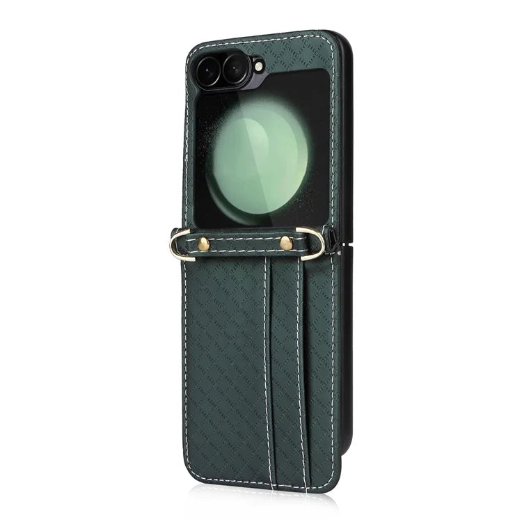 For Samsung Galaxy Z Flip6 5G Case Rhombus Pattern PU Leather+PC Phone Cover