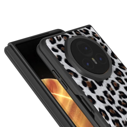 ABEEL For Honor Magic V3 5G Case PU+PC Phone Cover Leopard Pattern