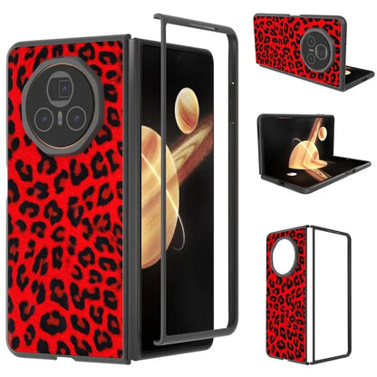 ABEEL For Honor Magic V3 5G Case PU+PC Phone Cover Leopard Pattern