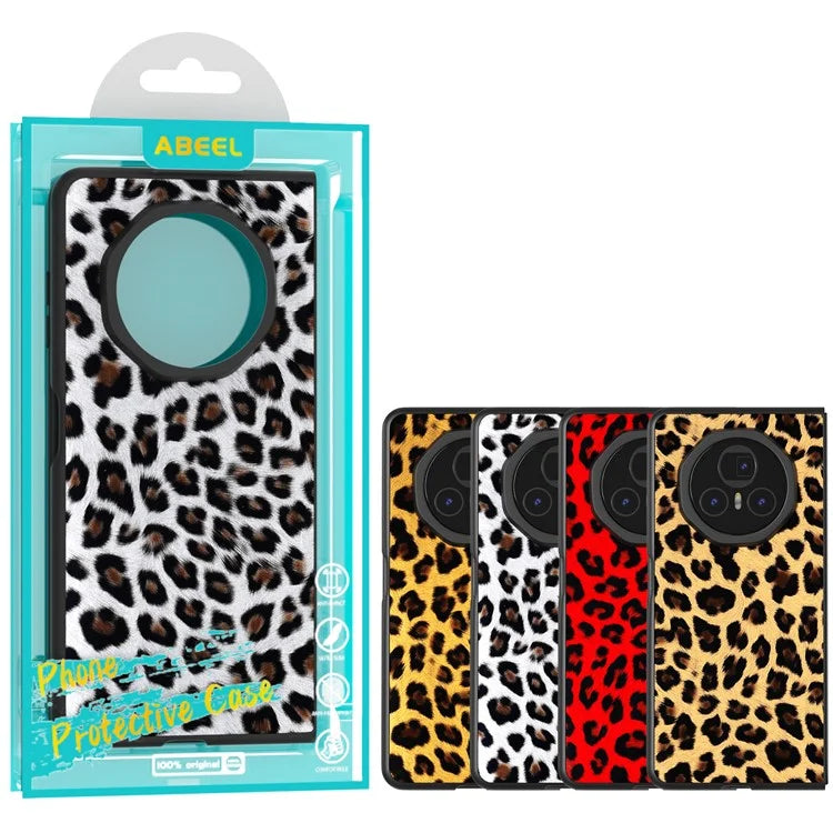 ABEEL For Honor Magic V3 5G Case PU+PC Phone Cover Leopard Pattern