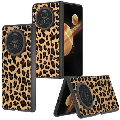 ABEEL For Honor Magic V3 5G Case PU+PC Phone Cover Leopard Pattern