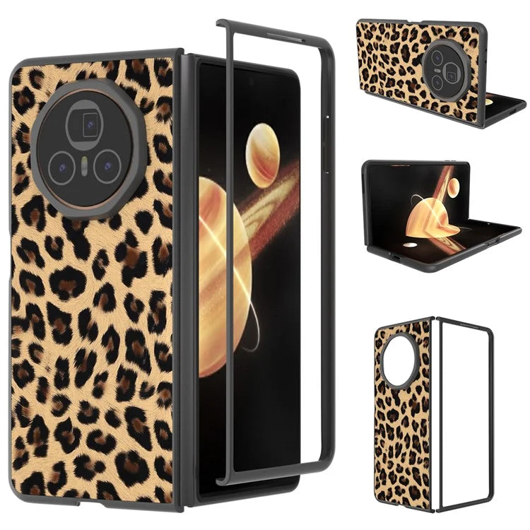 ABEEL For Honor Magic V3 5G Case PU+PC Phone Cover Leopard Pattern