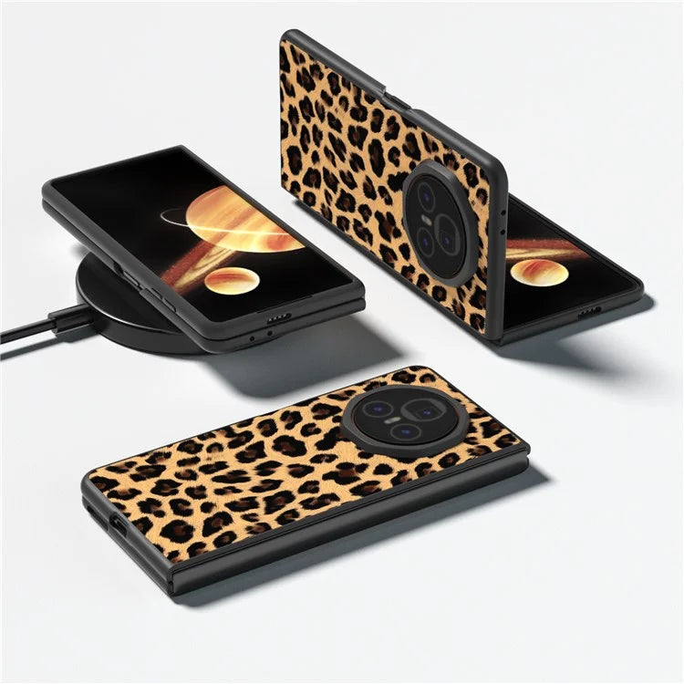 ABEEL For Honor Magic V3 5G Case PU+PC Phone Cover Leopard Pattern