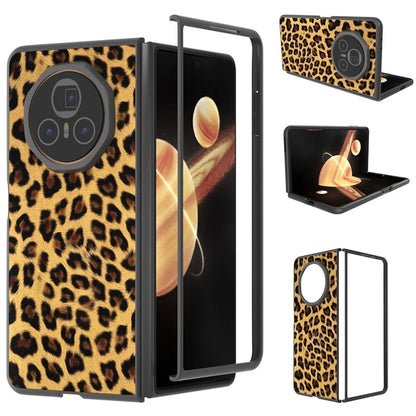 ABEEL For Honor Magic V3 5G Case PU+PC Phone Cover Leopard Pattern