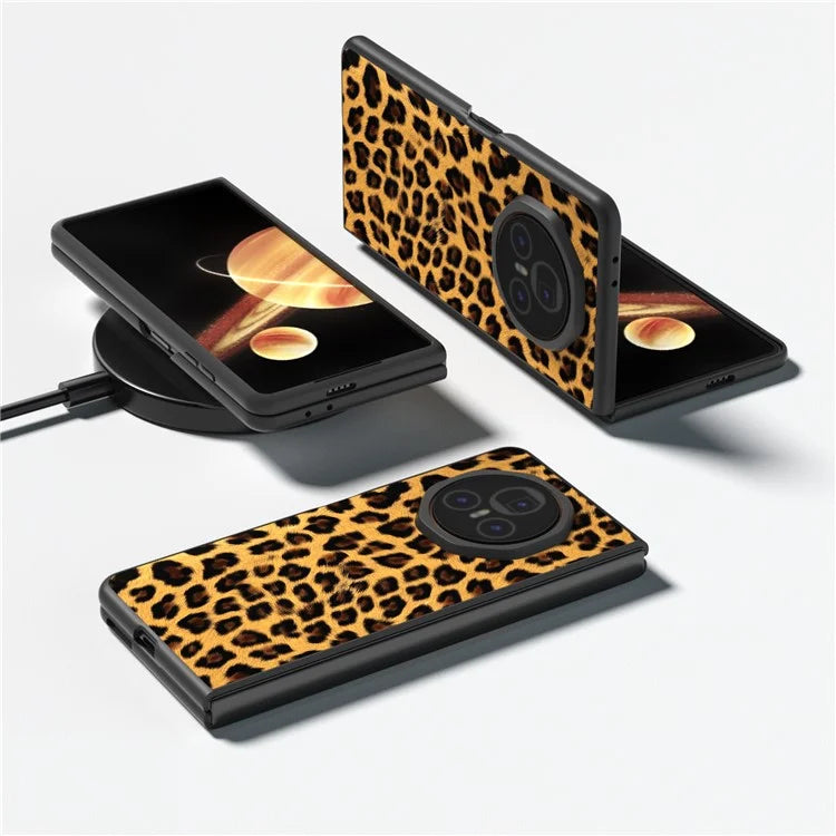 ABEEL For Honor Magic V3 5G Case PU+PC Phone Cover Leopard Pattern