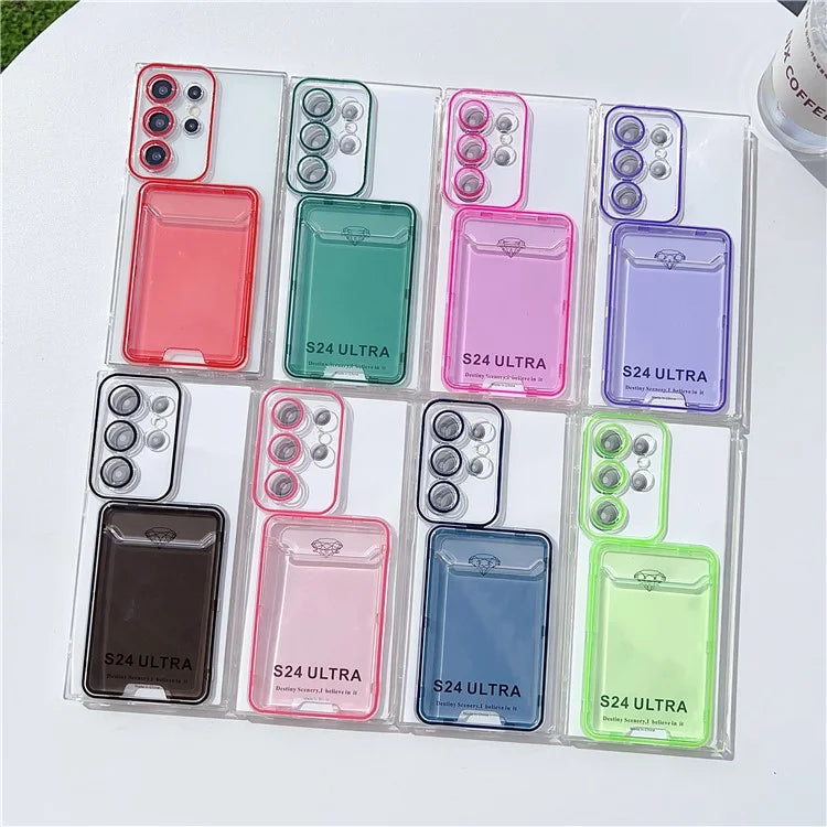 For Samsung Galaxy S24 Ultra Case Back Card Slot TPU Clear Phone Cover