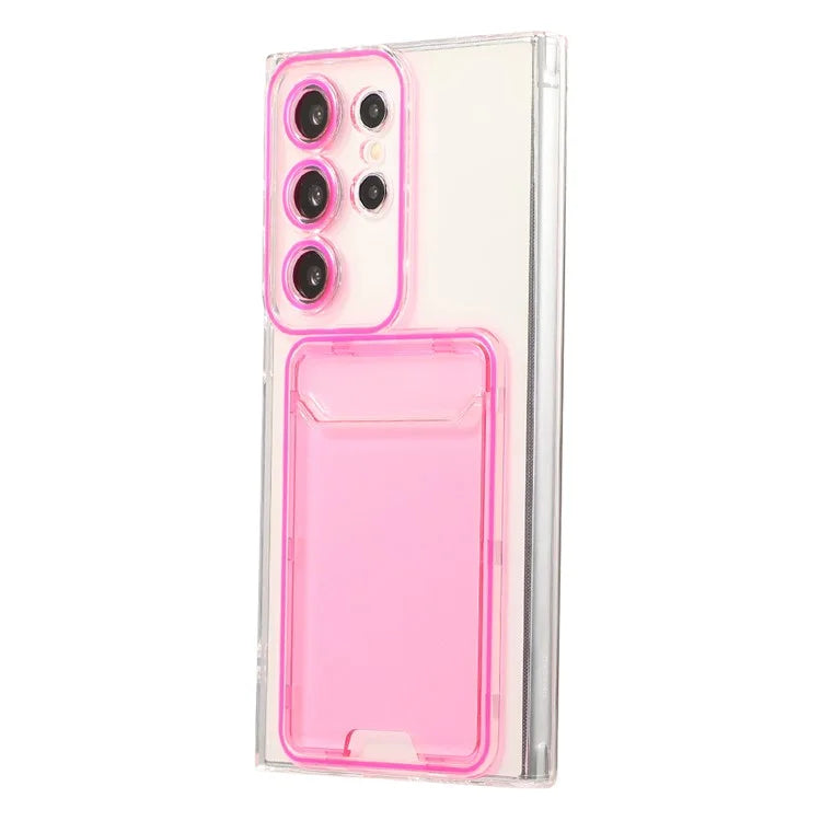For Samsung Galaxy S24 Ultra Case Back Card Slot TPU Clear Phone Cover