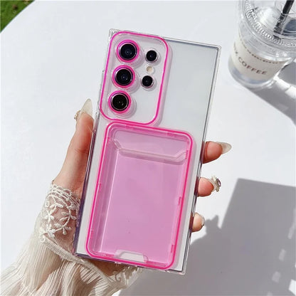 For Samsung Galaxy S24 Ultra Case Back Card Slot TPU Clear Phone Cover