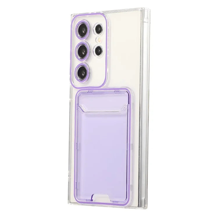 For Samsung Galaxy S24 Ultra Case Back Card Slot TPU Clear Phone Cover